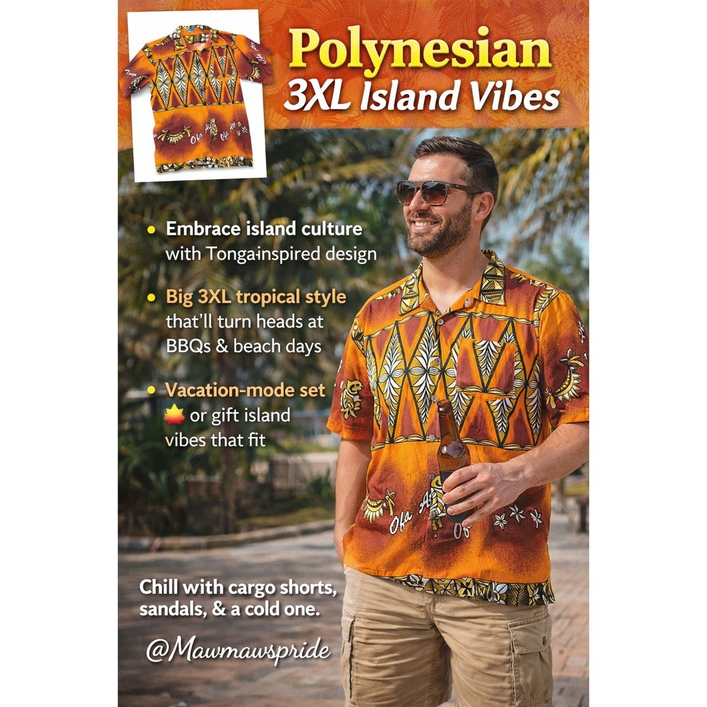 VACATION‎ MODE Royal Pacific 3XL Shirt Tonga Ofa Atu Colorful Hawaiian Aloha 335